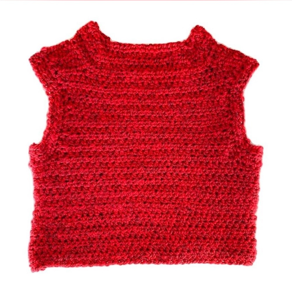 Handmade Red Knit Sleeveless Top